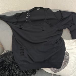 TORRID Size 1 Distressed Cold Shoulder Sweatshirt